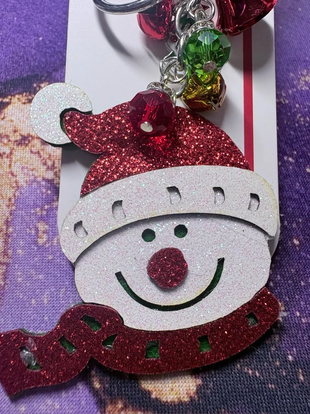 ❤️💚🤍 Set of two Festive Red & White Snowman Keychain and/or bag charms NWT